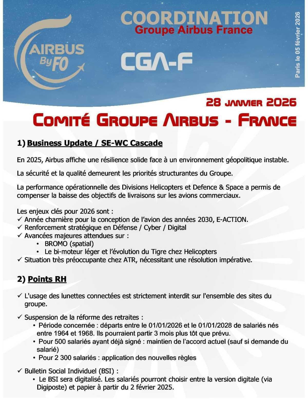 Echos du Comité de Groupe Airbus France