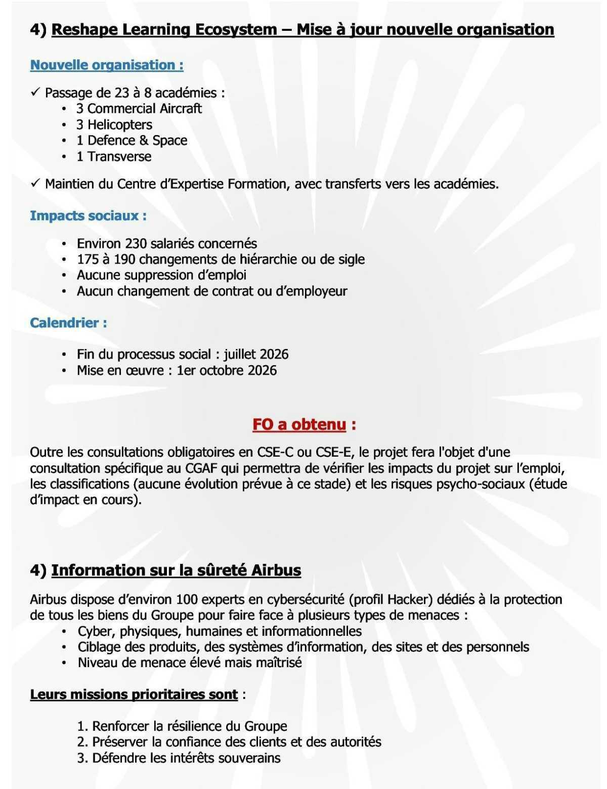 Echos du Comité de Groupe Airbus France