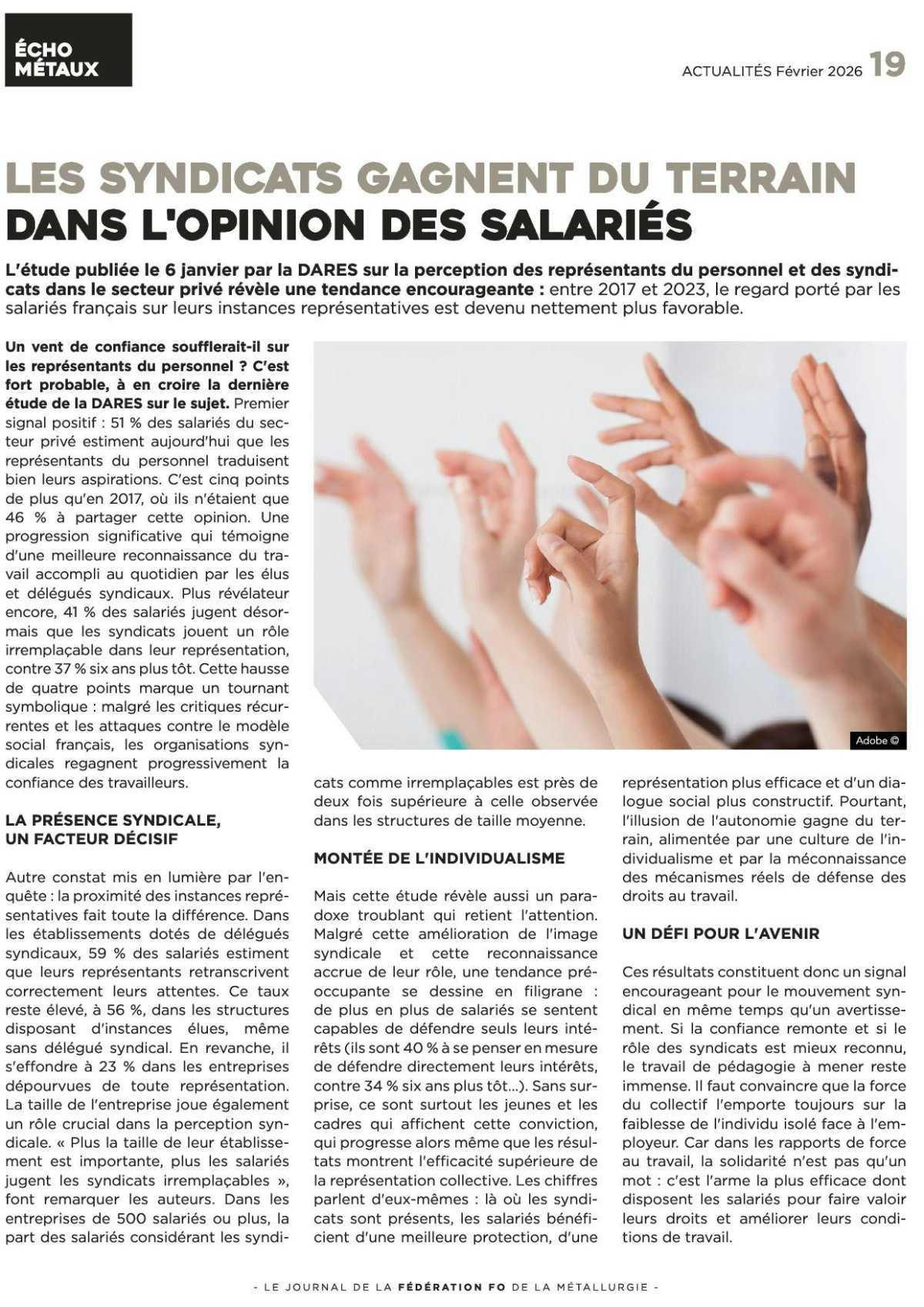 Les syndicats gagnent du terrain !