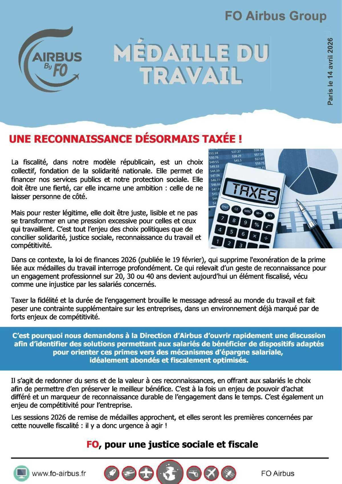 Médaille du travail - Une reconnaissance désormais taxée.