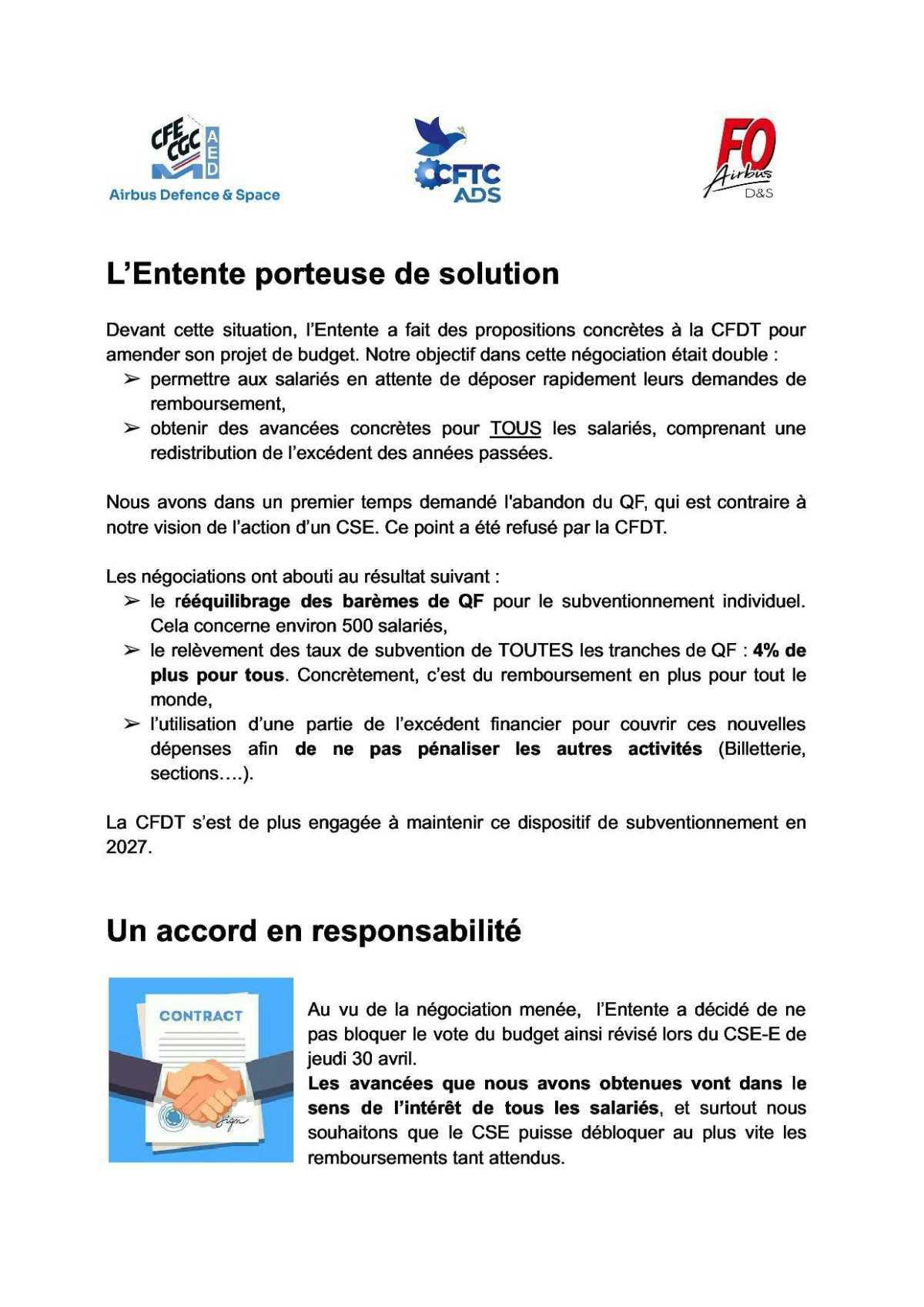 L'Entente débloque vos subventions au CSE