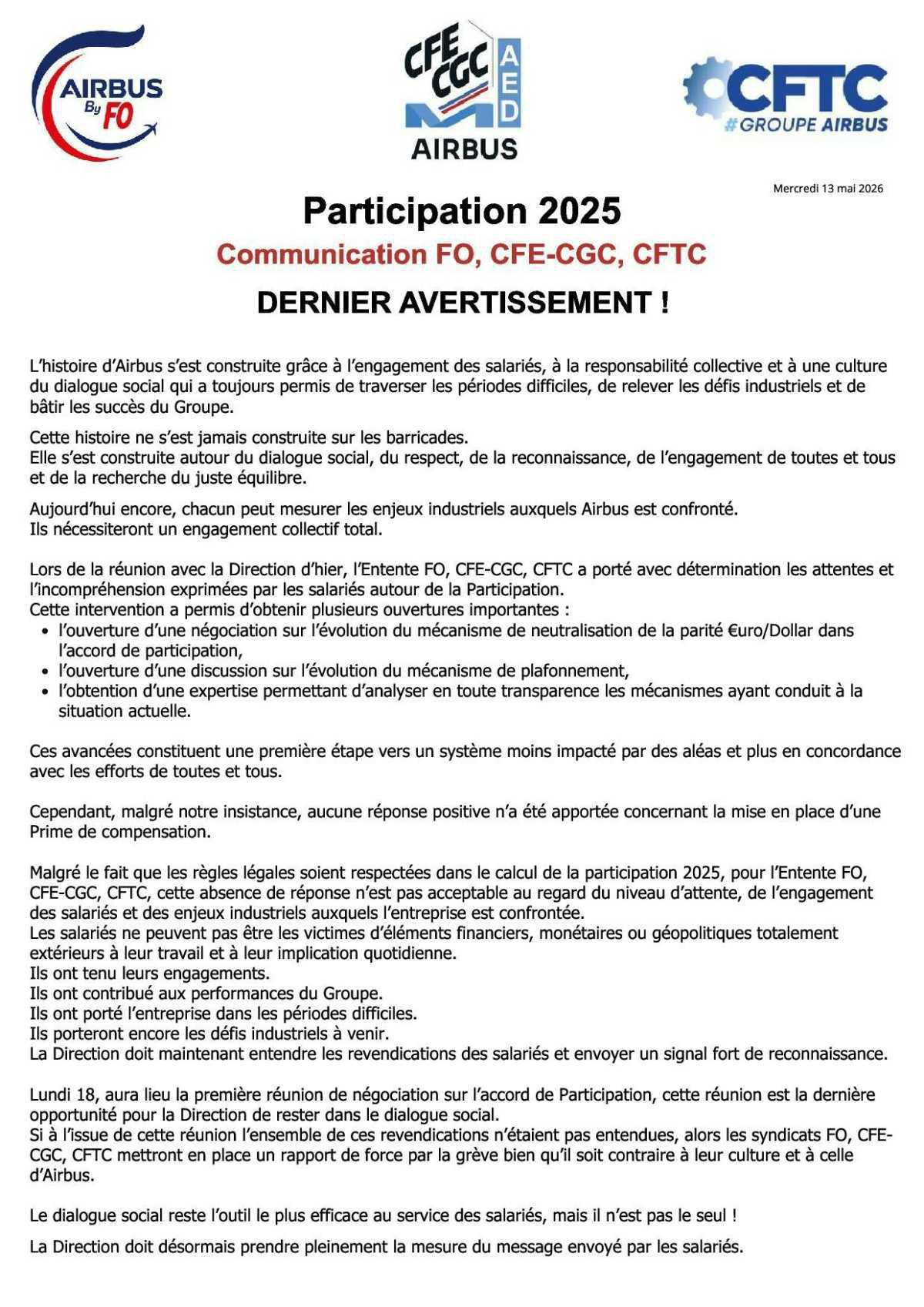 Participation 2025 : Dernier avertissement !