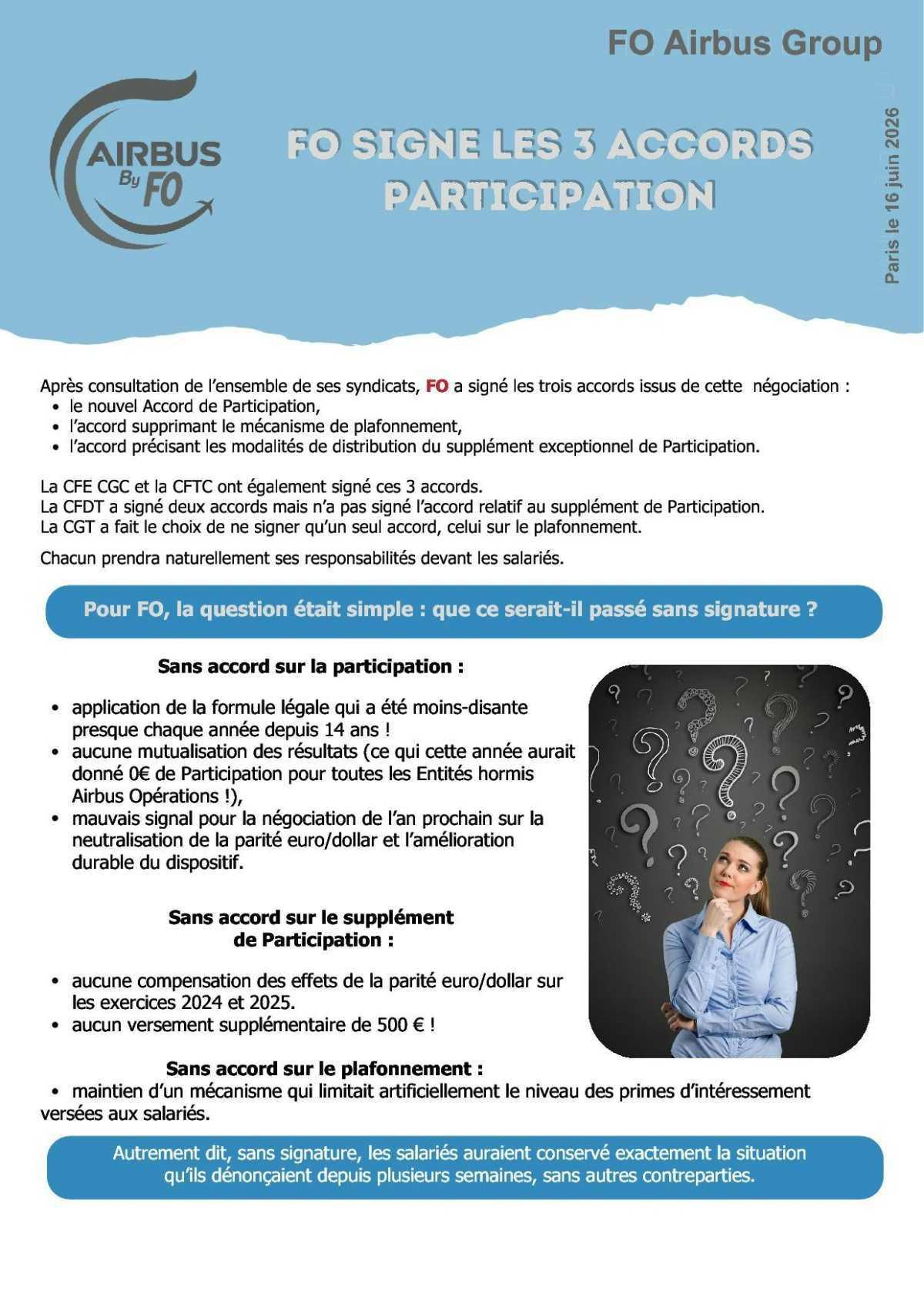 Participation - FO signe les 3 accords
