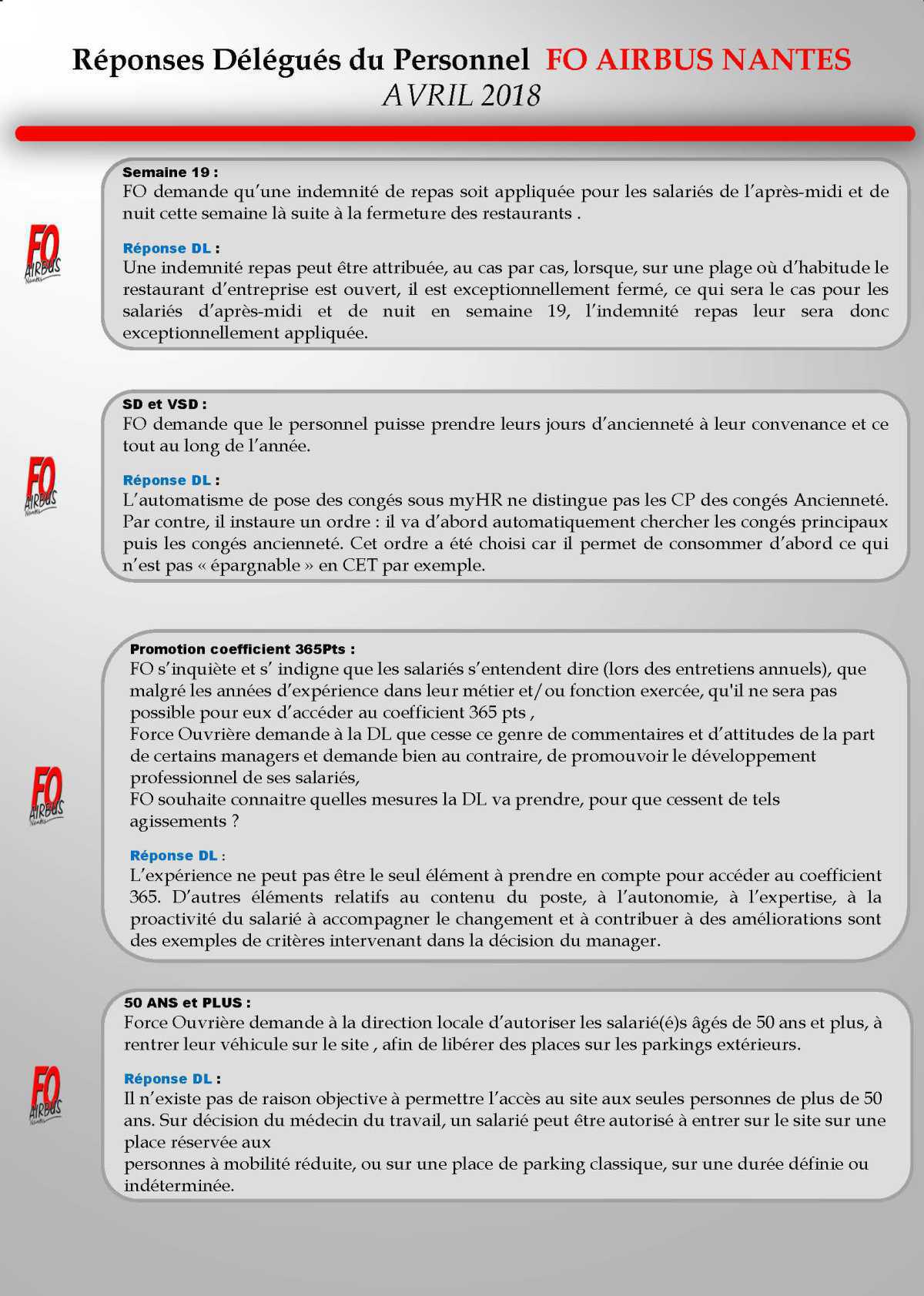 Réponses questions DP direction Avril 2018