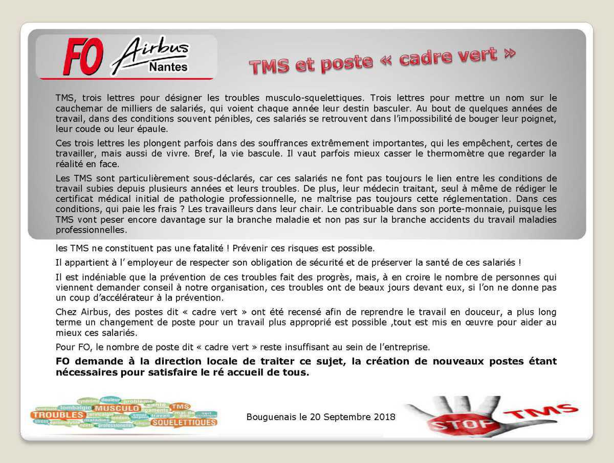 TMS et poste "cadre vert"