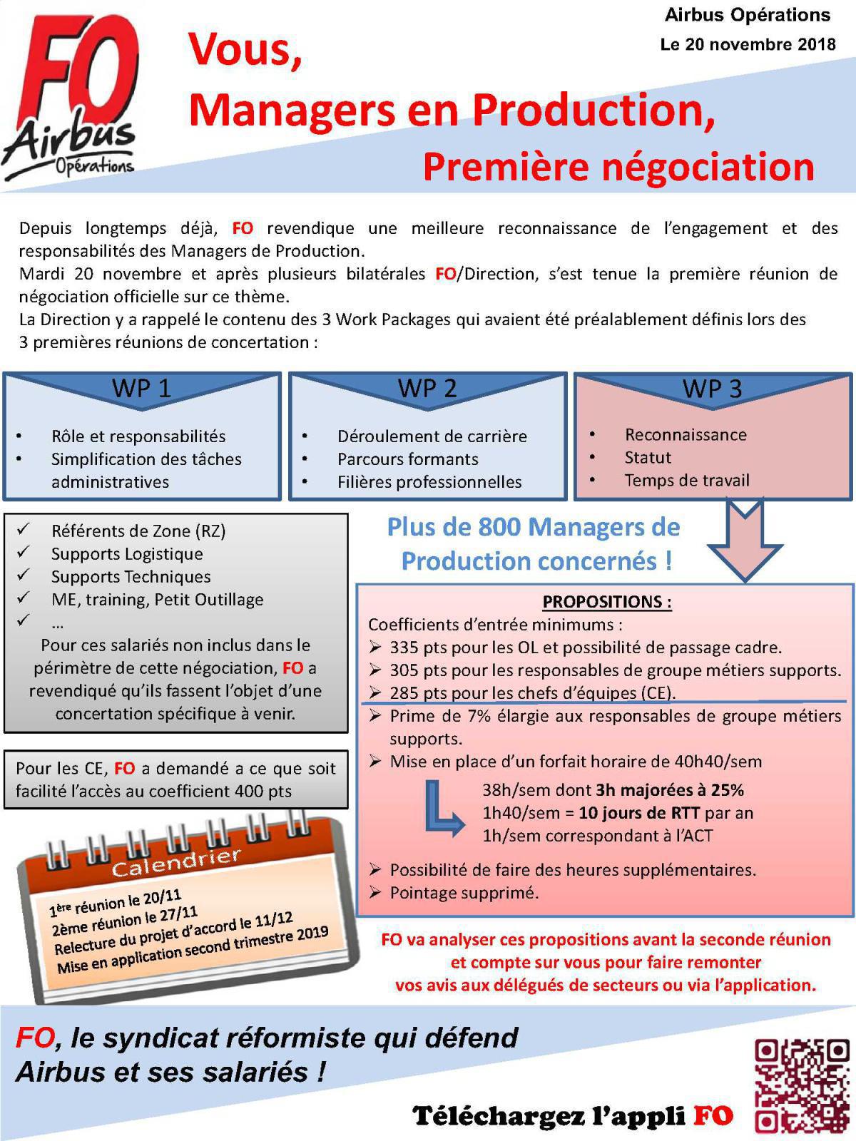 Tract : Vous, managers en production, première négociation.