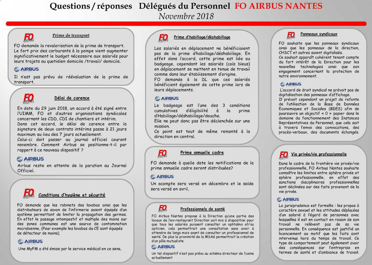 Tract : Réponses aux questions DP novembre 2018