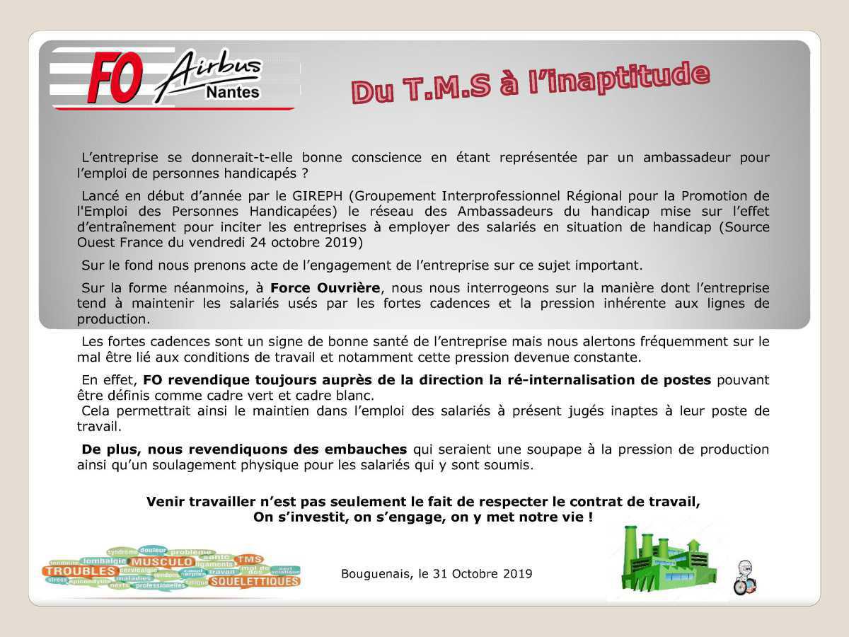 Du TMS à l'inaptitude.