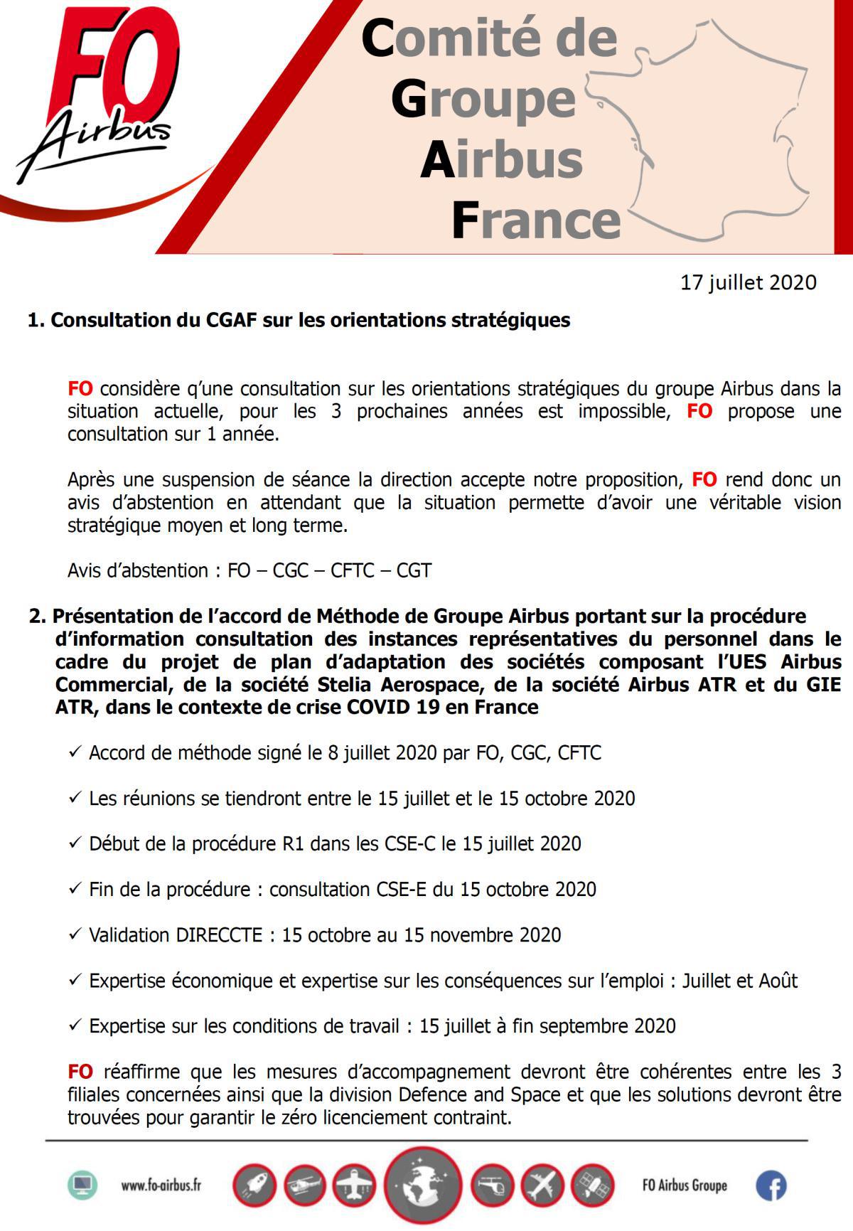 Compte rendu du Comité Groupe Airbus France (CGA-F)