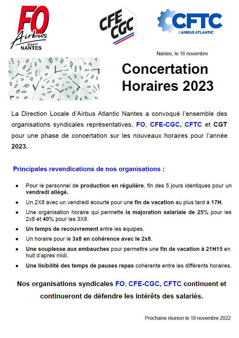 Concertation Horaires 2023