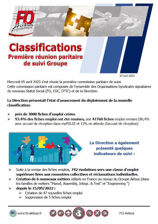Classification : Première commission paritaire de suivie Groupe