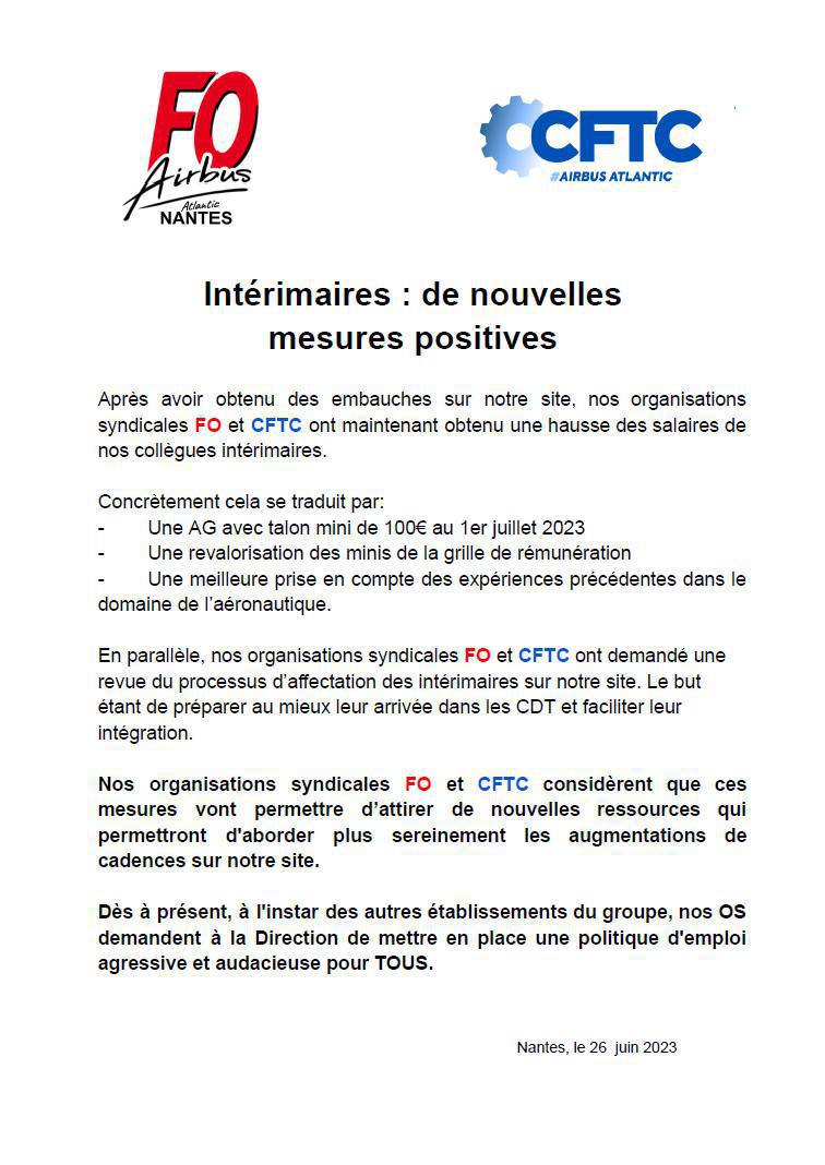 Intérimaires : de nouvelles mesures positives