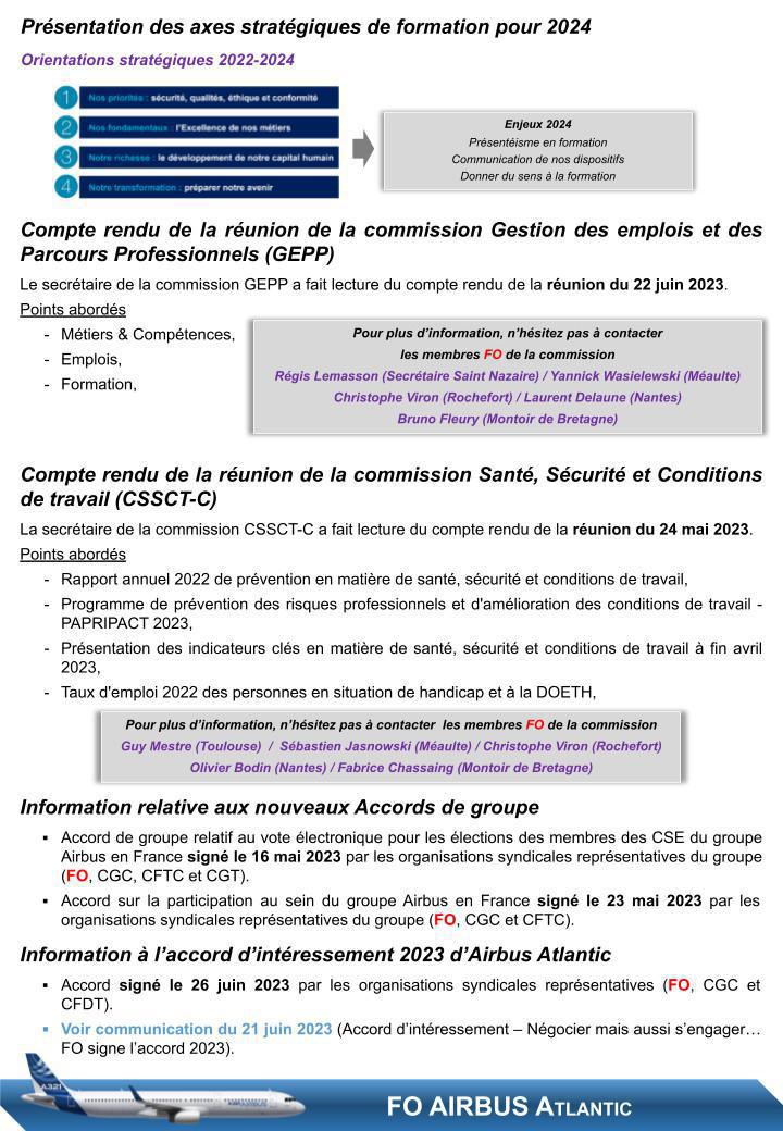 Compte rendu succinct du CSE-C du 29 Juin 2023