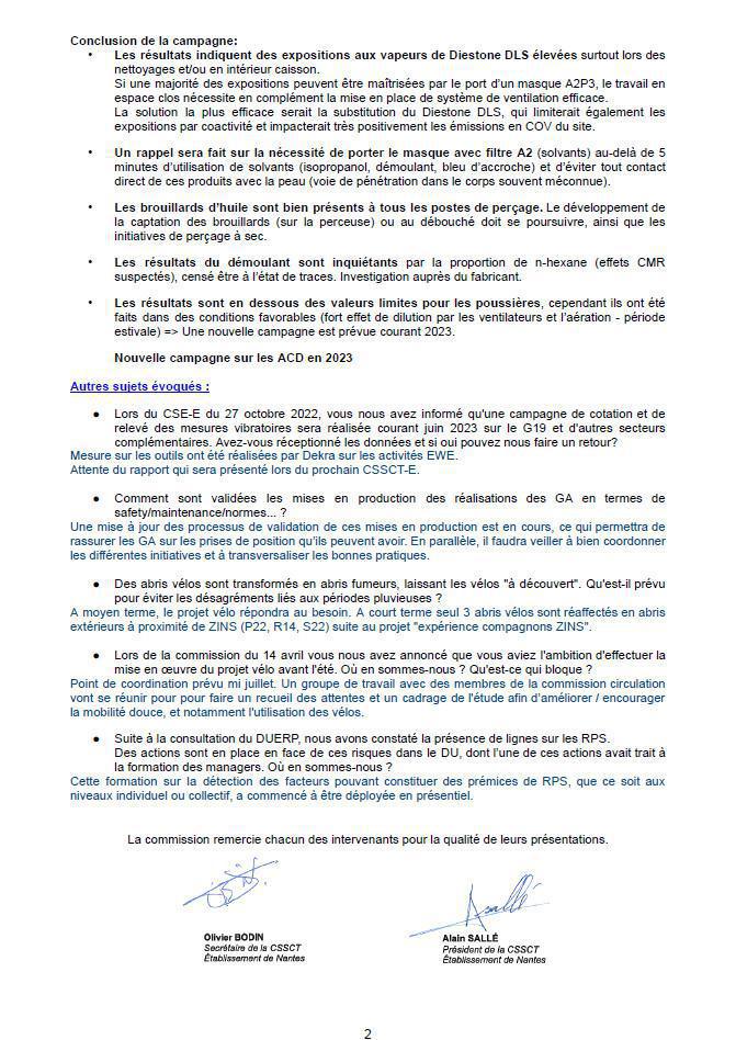 Compte rendu du CSSCT-E du 07 juillet 2023