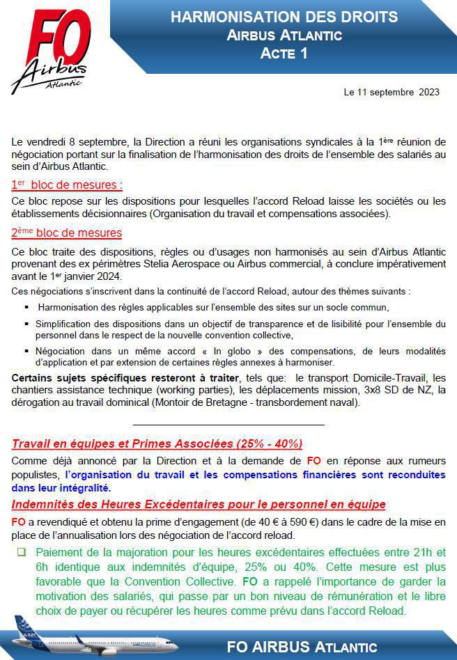 Négociation Harmonisation acte 1