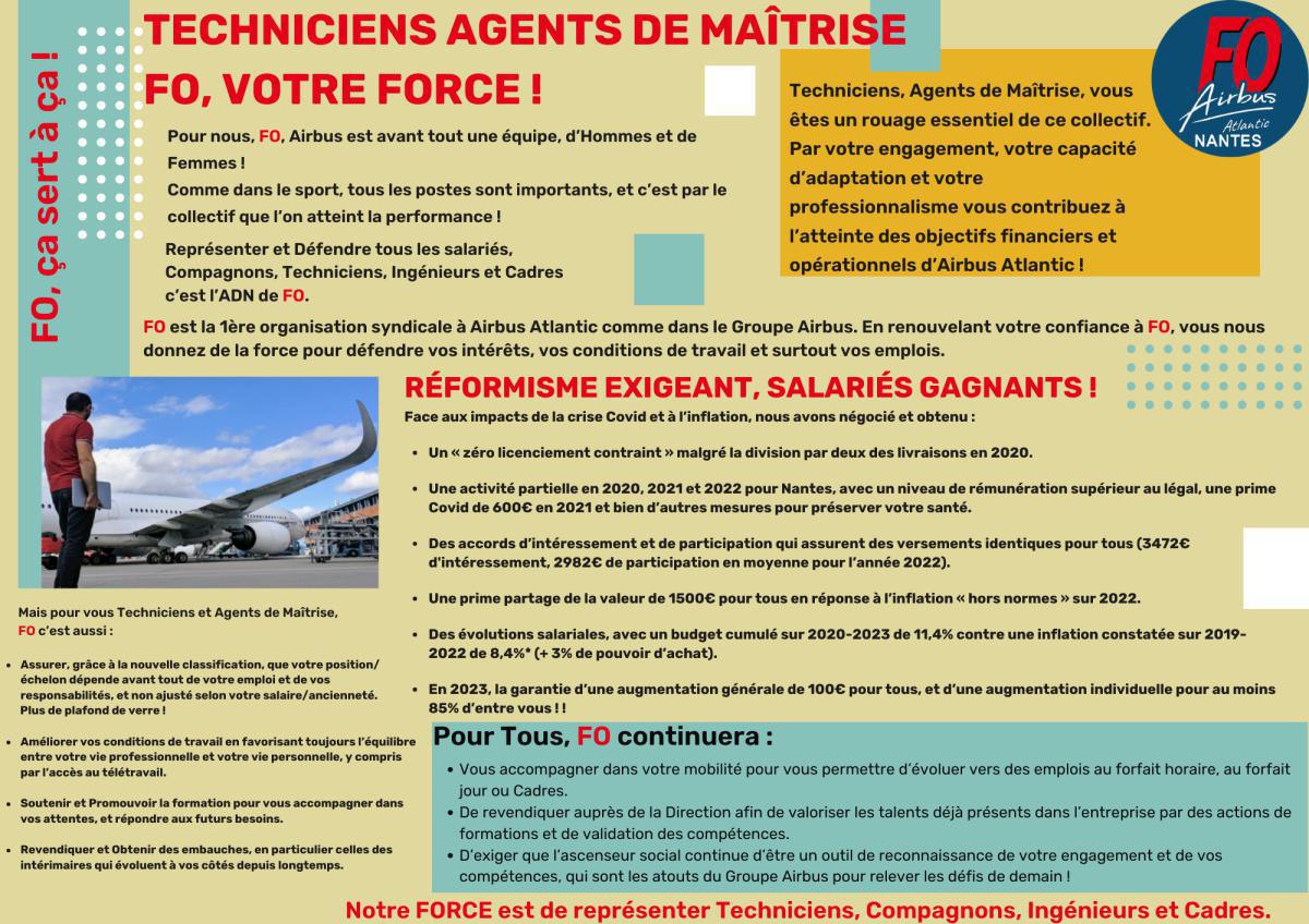 Techniciens agents de maîtrise FO, votre FORCE !