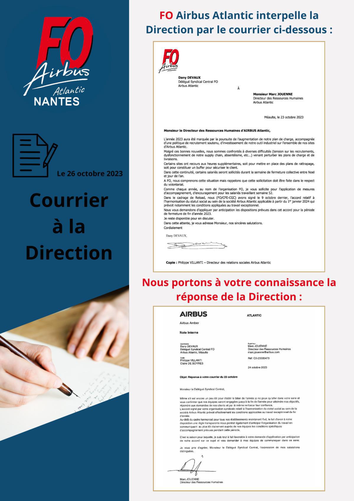 Courrier à la Direction