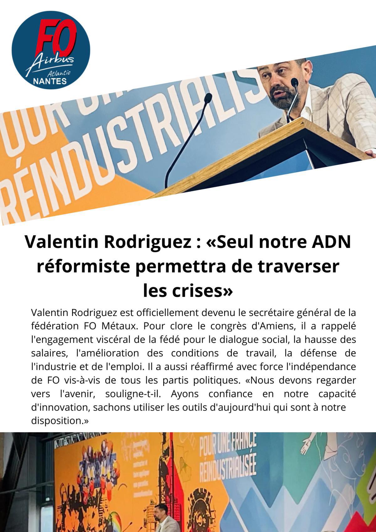 Valentin Rodriguez : nouveau secrétaire général de la fédération FO Métaux