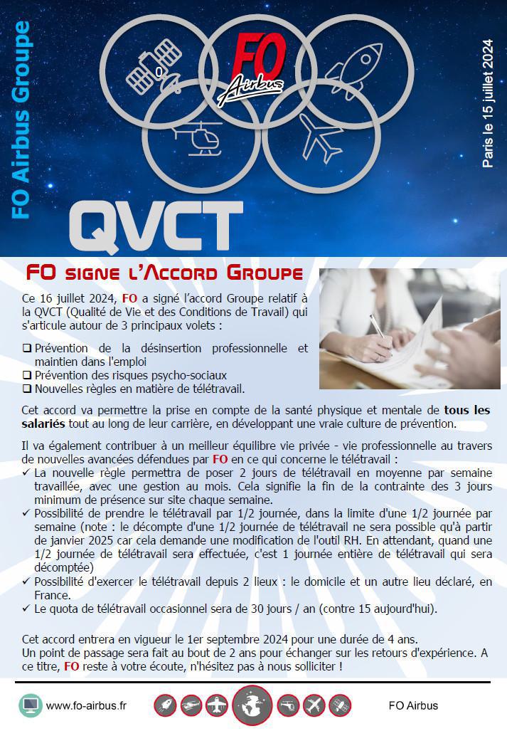 FO signe l'Accord Groupe QVCT