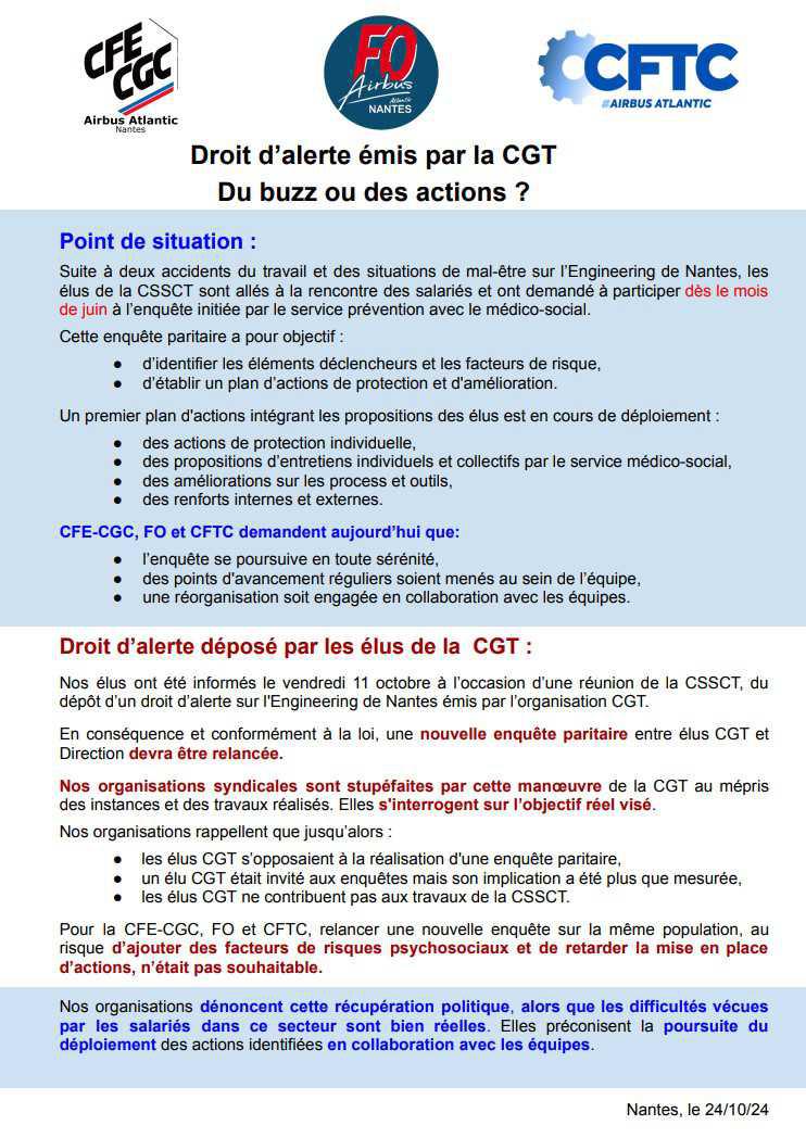 Droit d'alerte émis par la CGT, du buzz ou des actions ?