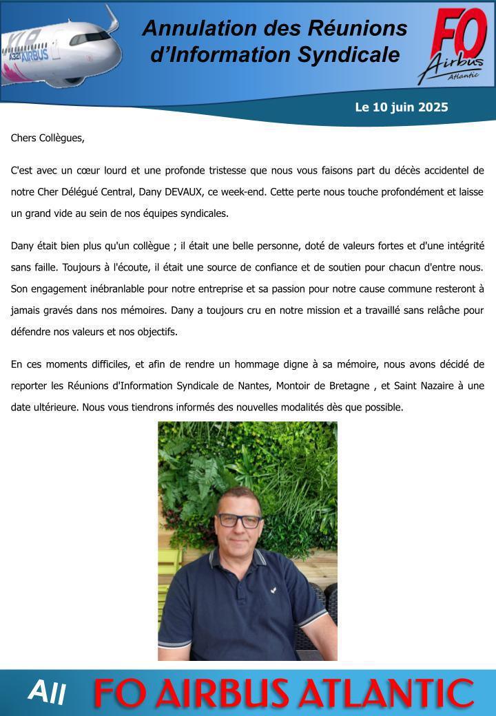 Annulation des Réunions d’Information Syndicale 