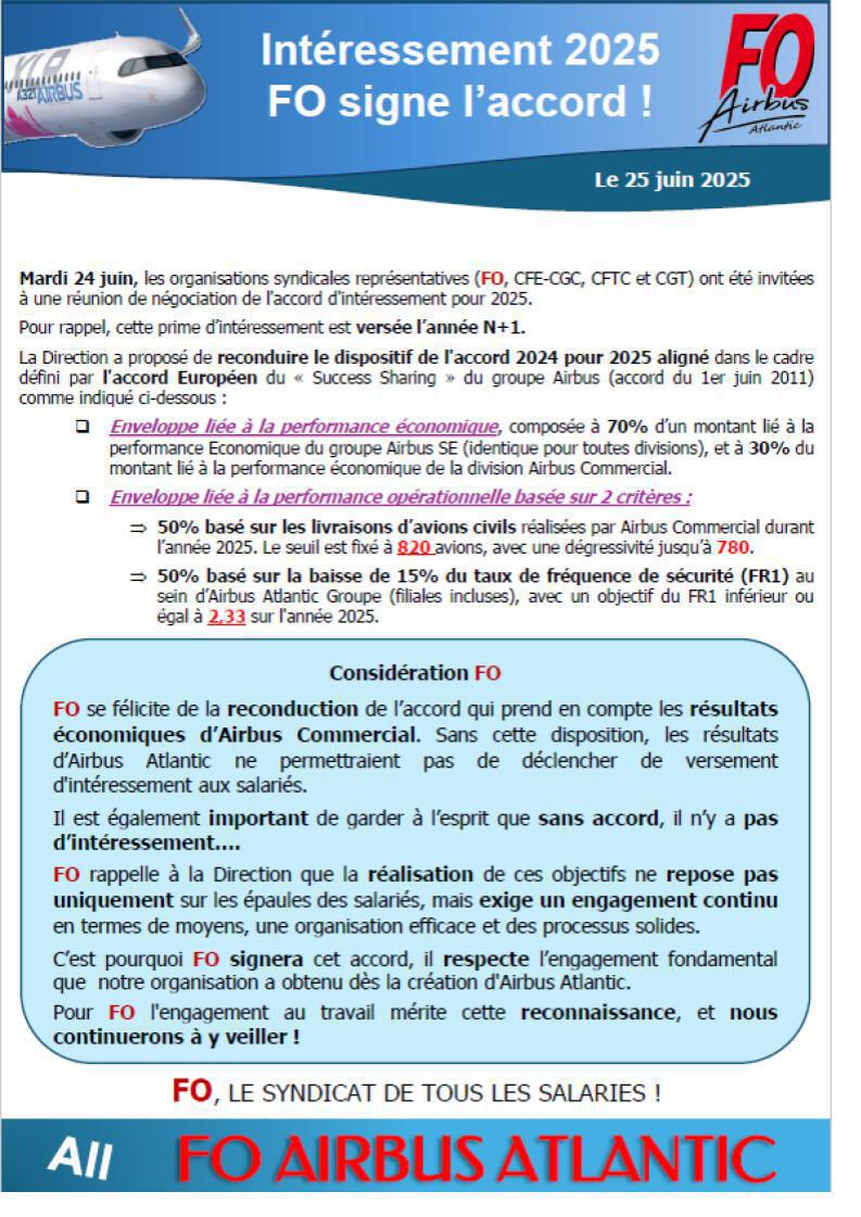 Intéressement 2025 FO signe l’accord !