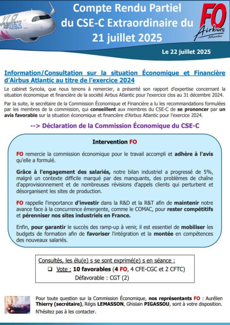 Compte Rendu Partiel du CSE-C Extraordinaire du 21 juillet 2025