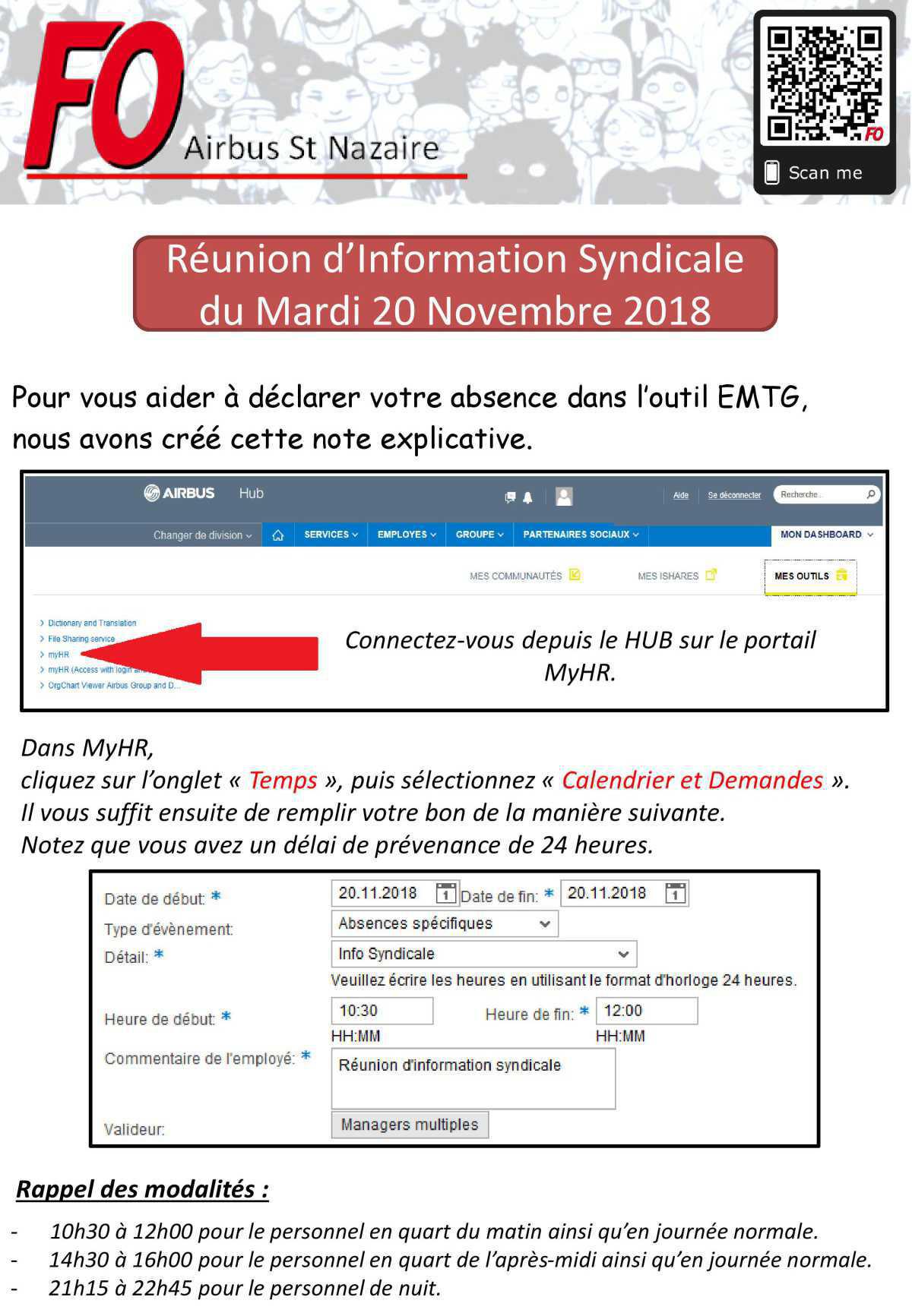Réunion d'information Syndicale du mardi 20 novembre 2018