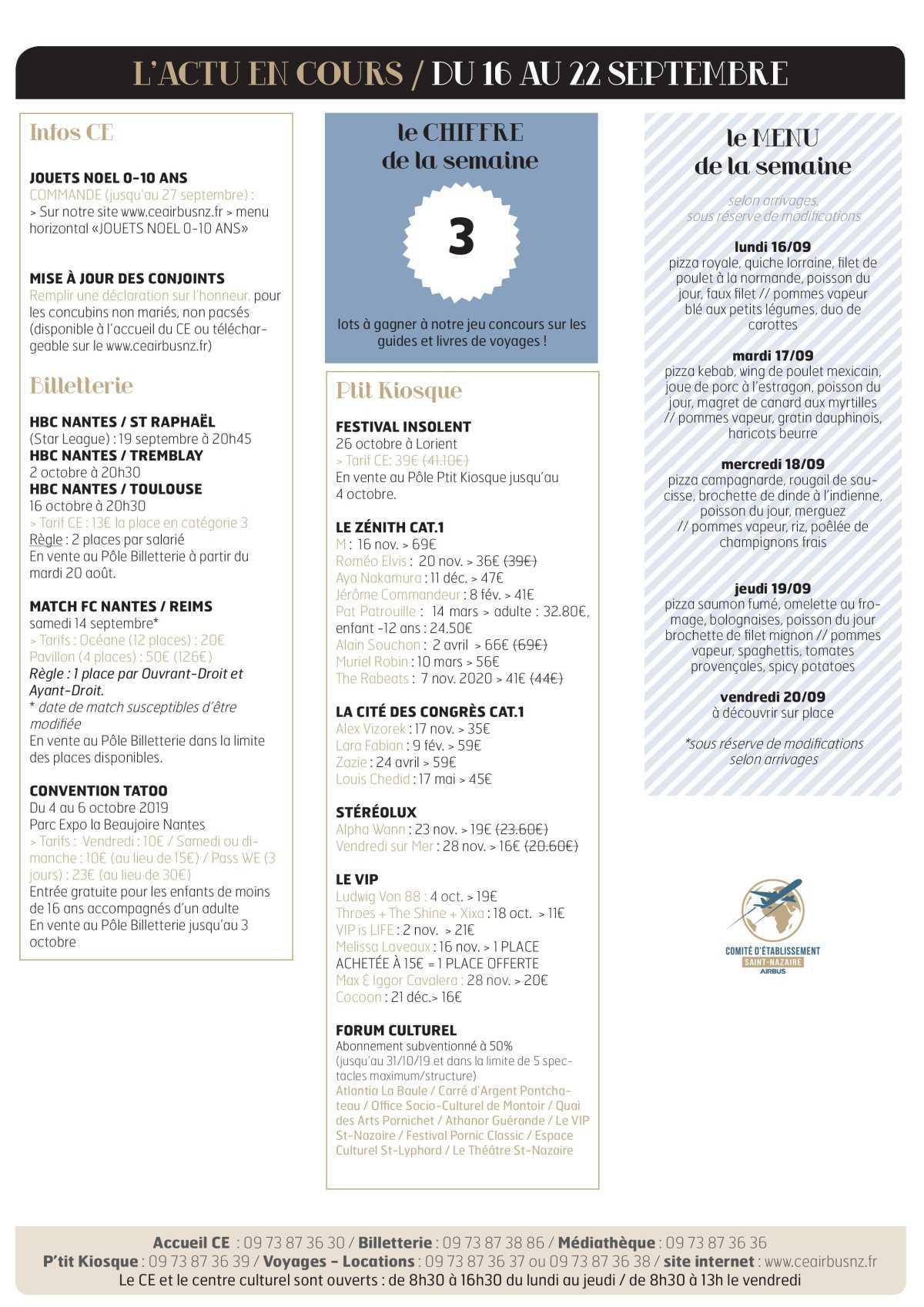 Infos CE / COOP Semaine 38
