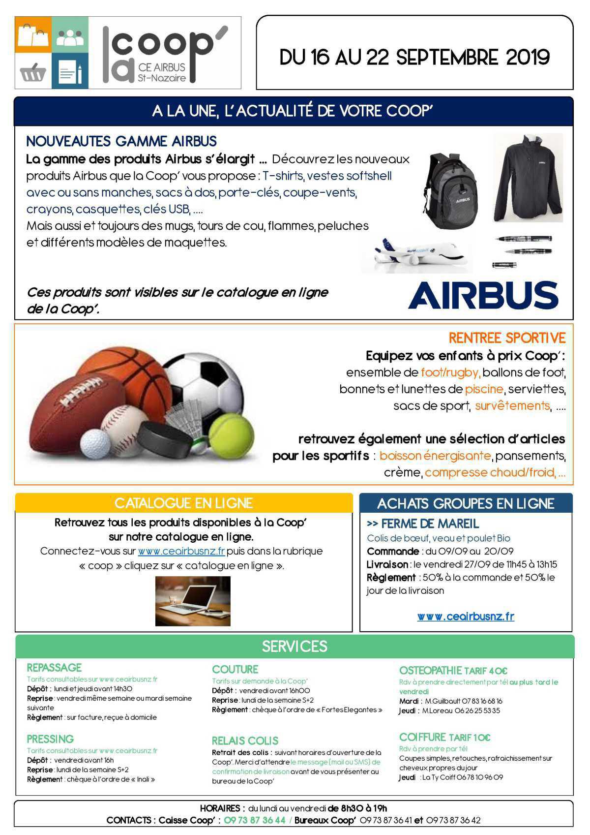 Infos CE / COOP Semaine 38