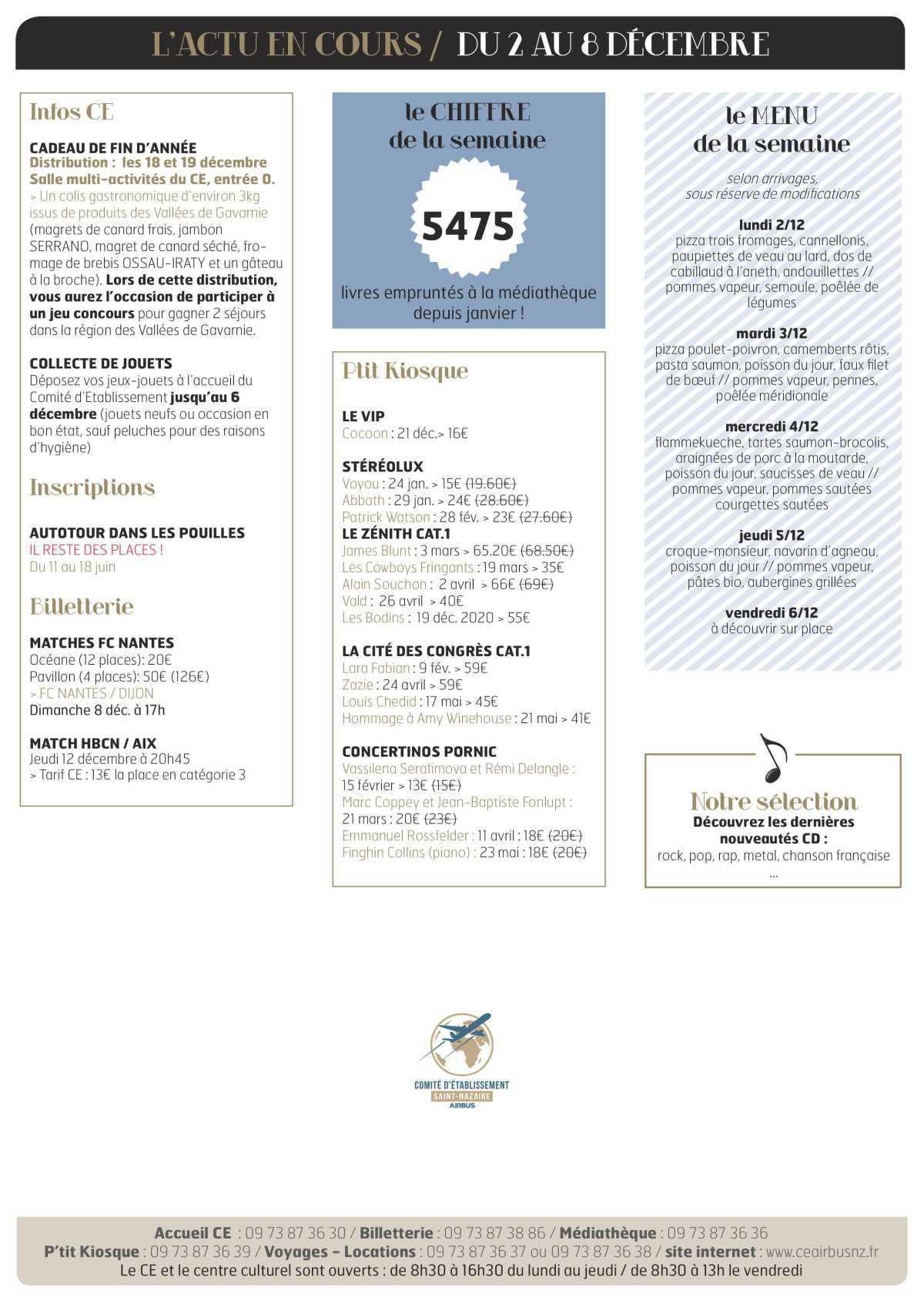 Infos CE/COOP Semaine 49