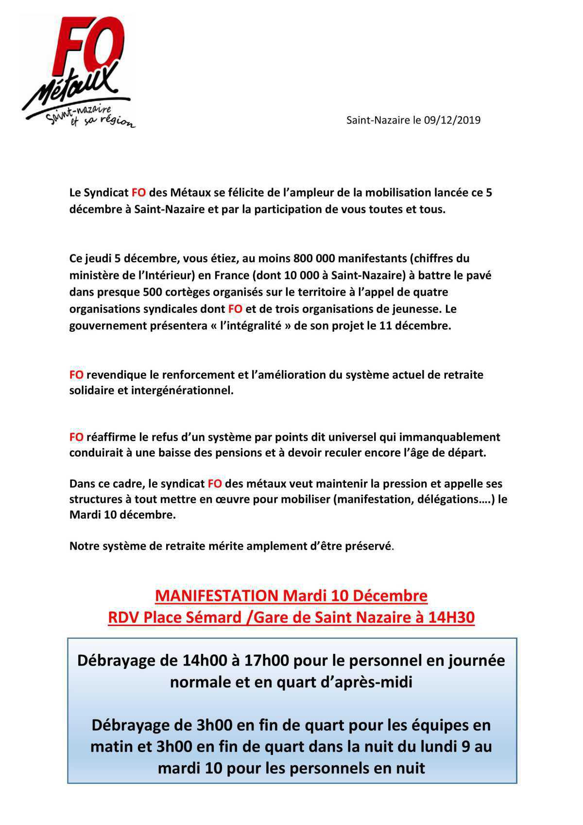 Manifestation Mardi 10 Décembre