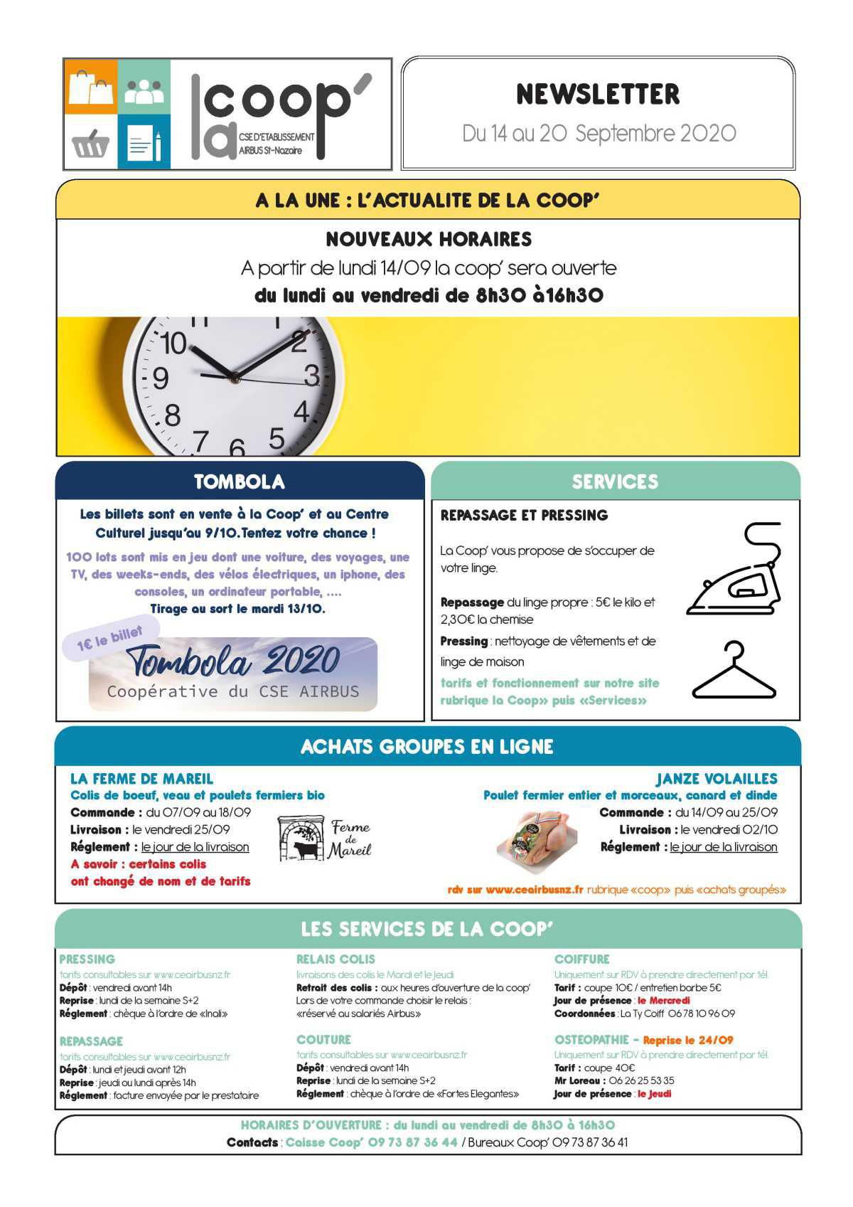 Infos CSE / COOP semaine 37