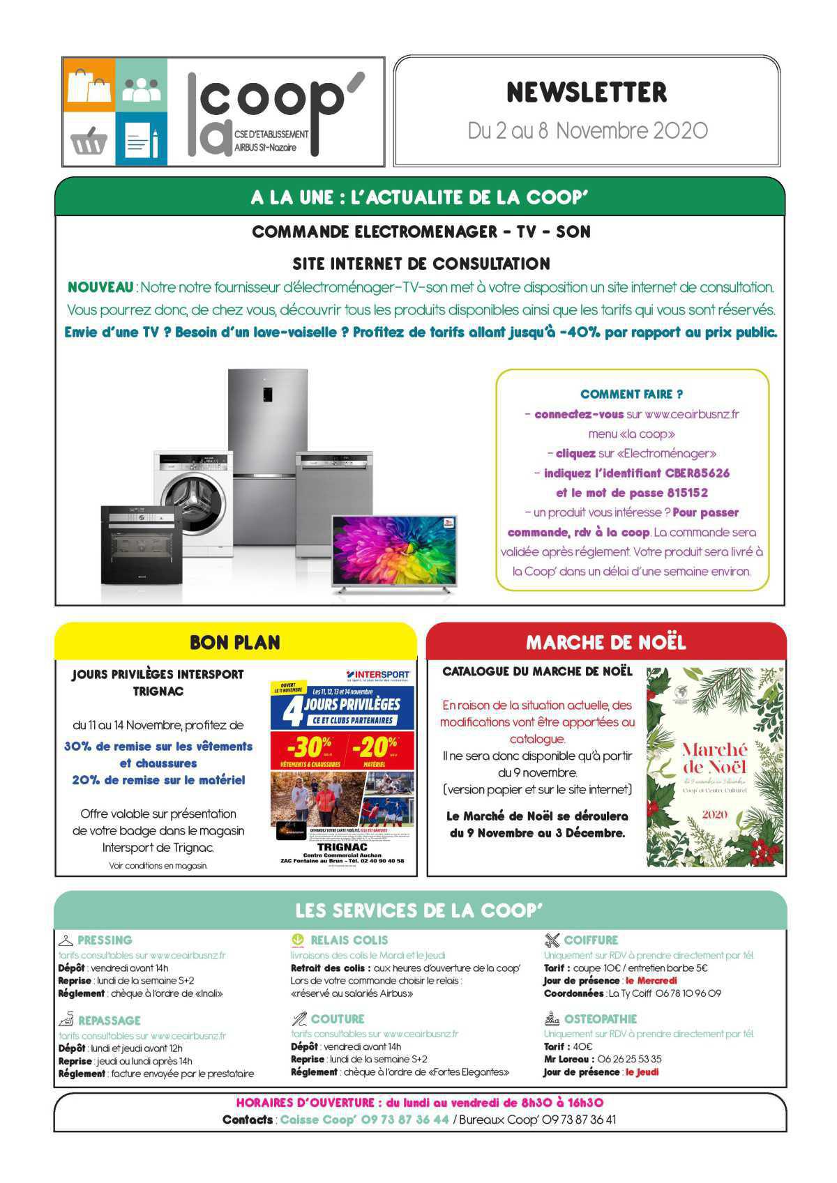 Informations du CSE et de la COOP semaine 45 Informations du CSE et de la COOP semaine 45