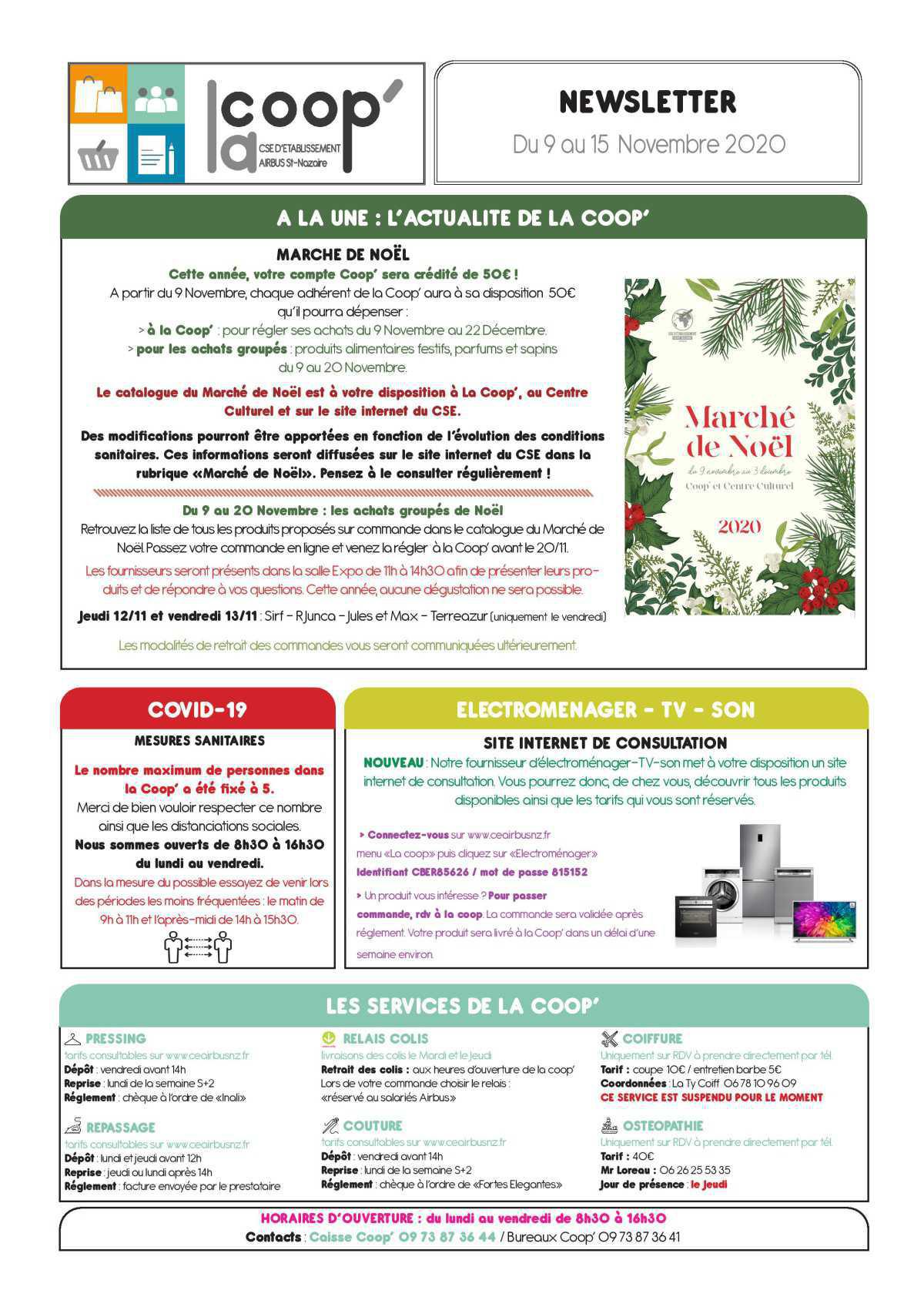 Informations du CSE et de la COOP semaine 46 Informations du CSE et de la COOP semaine 46