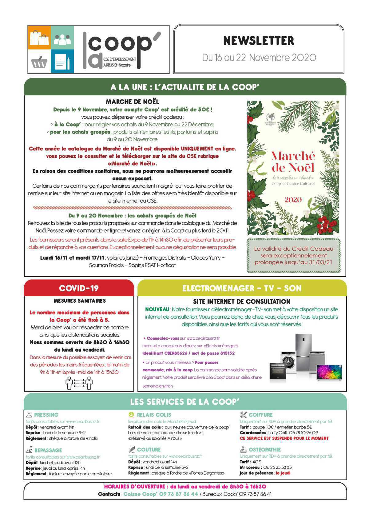 Informations du CSE et de la COOP semaine 47 Informations du CSE et de la COOP semaine 47