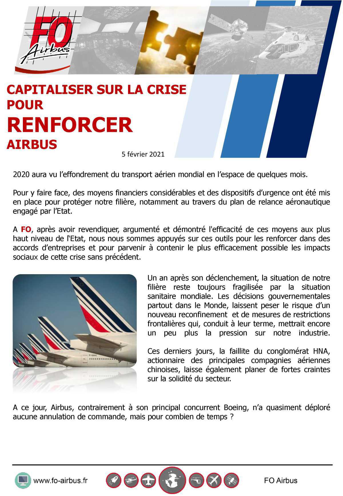 Capitaliser sur la crise pour renforcer Airbus