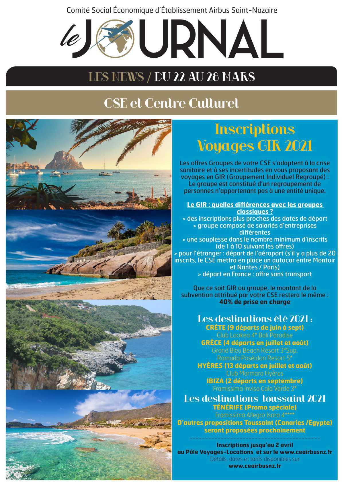 Informations CSE et coopérative semaine 12 Informations CSE et coopérative semaine 12
