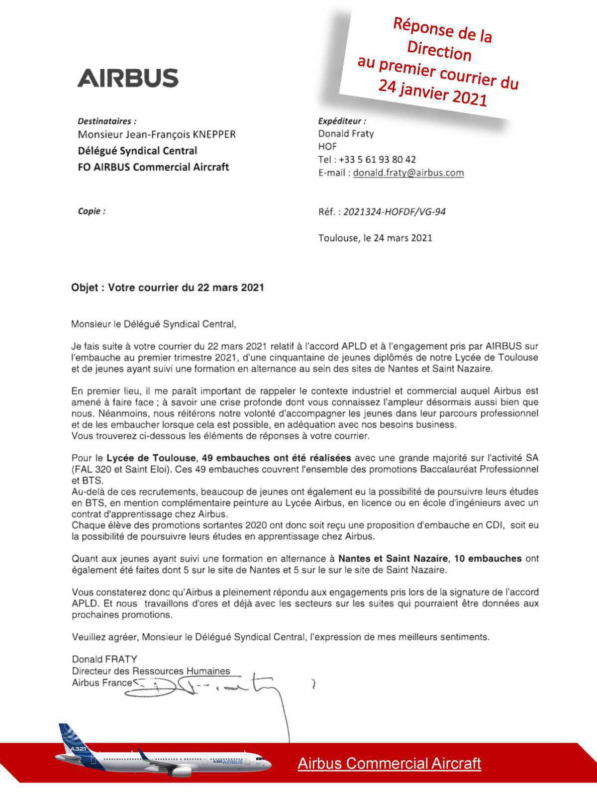 Réponse direction suite à notre courrier sur l'embauche des apprentis et alternants Réponse direction suite à notre courrier sur l'embauche des apprentis et alternants