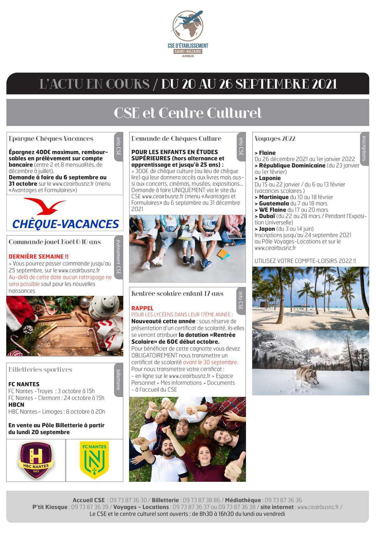 Informations du CSE et de la COOP semaine 38