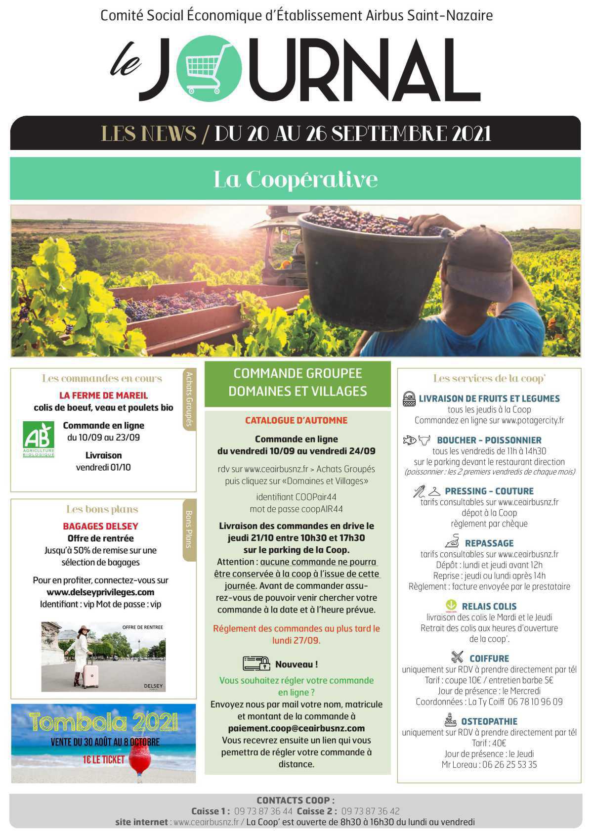 Informations du CSE et de la COOP semaine 38