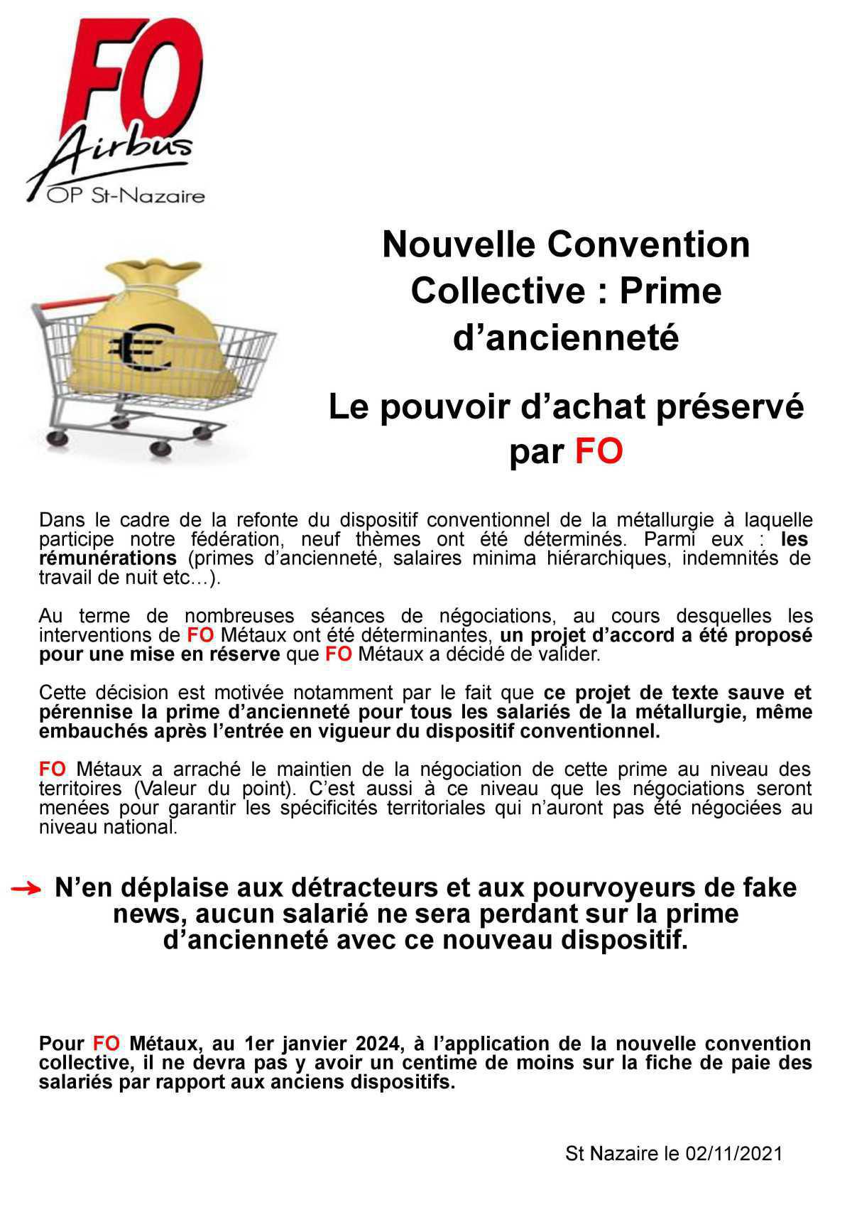 Nouvelle Convention Collective de la Métallurgie : Prime d'ancienneté, FO préserve le pouvoir d'achat!