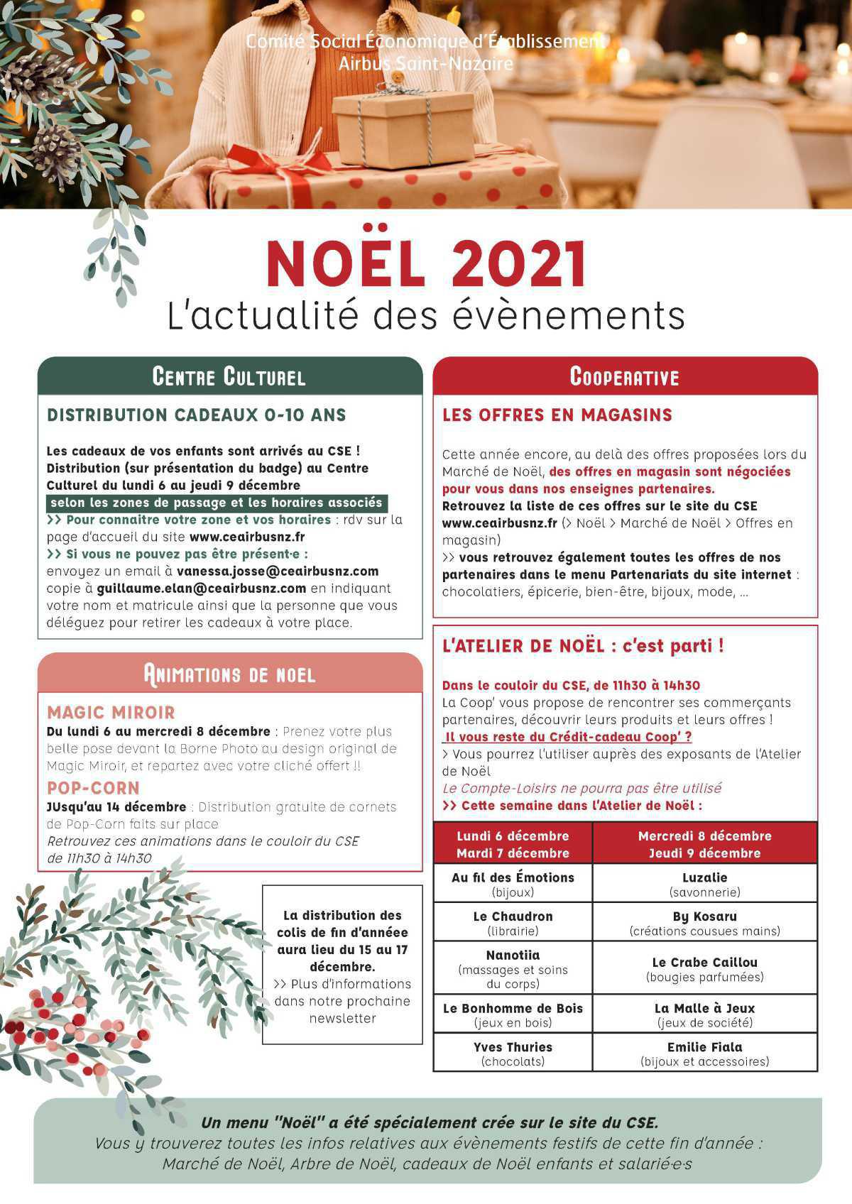 Informations du CSE et de la coopérative semaine 49