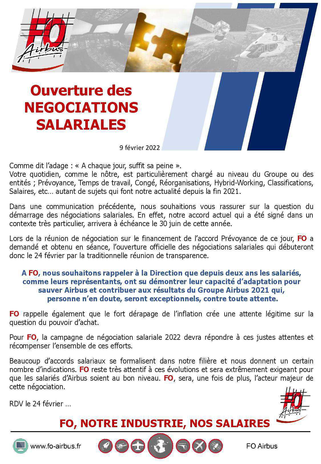 Ouverture des NEGOCIATIONS SALARIALES 