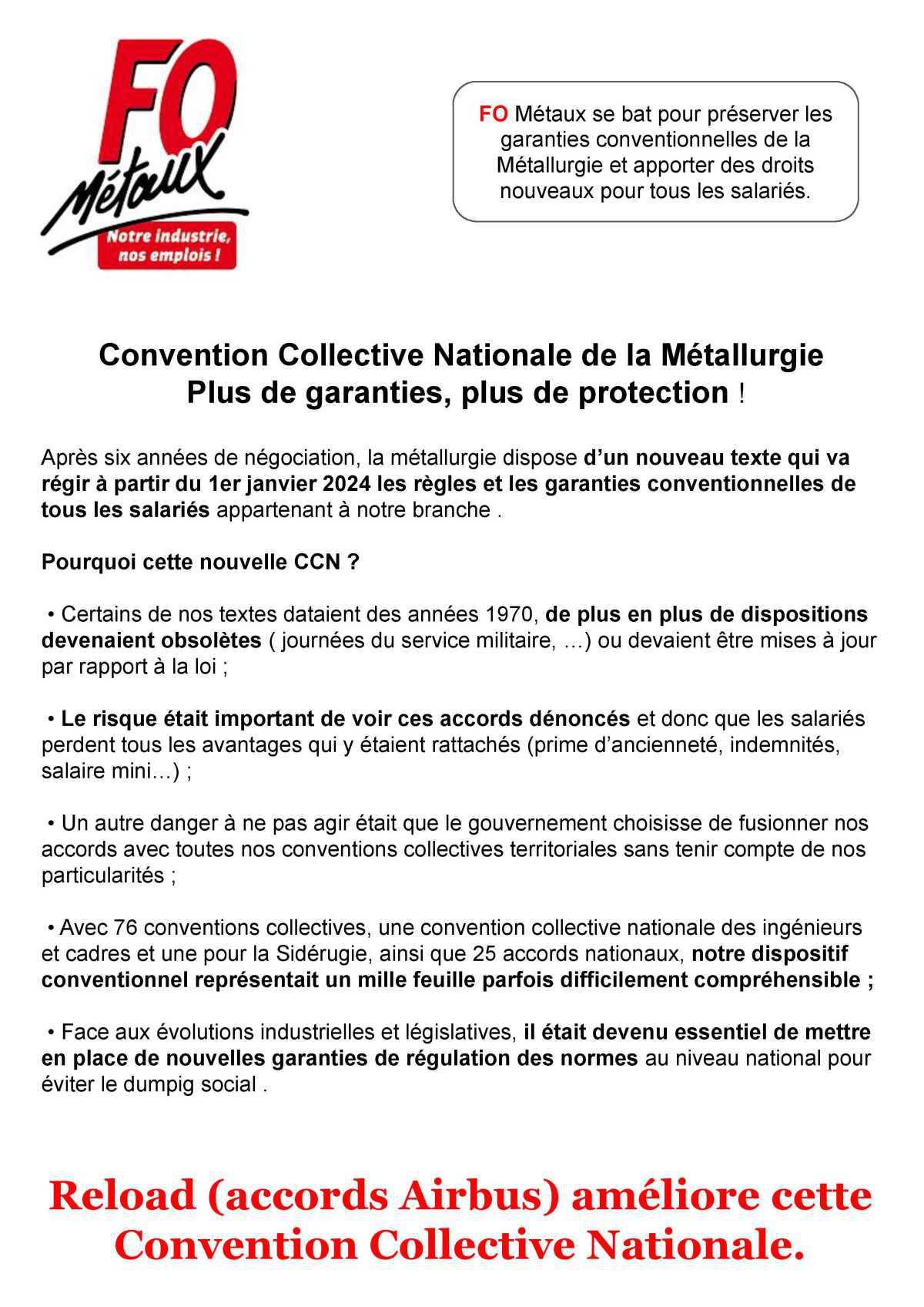 Convention Collective de la métallurgie : Plus de garanties, plus de protection!