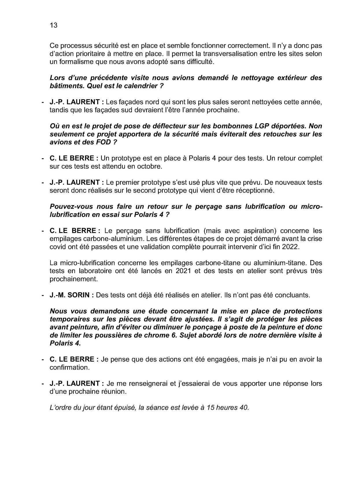 Compte rendu de la commission CSSCT du 24 Avril 2022 Compte rendu de la commission CSSCT du 24 Avril 2022