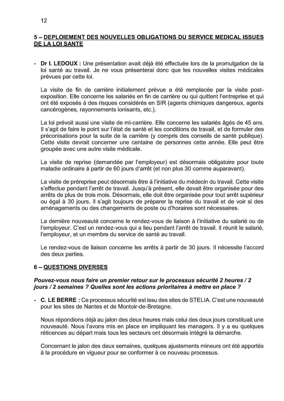 Compte rendu de la commission CSSCT du 24 Avril 2022 Compte rendu de la commission CSSCT du 24 Avril 2022