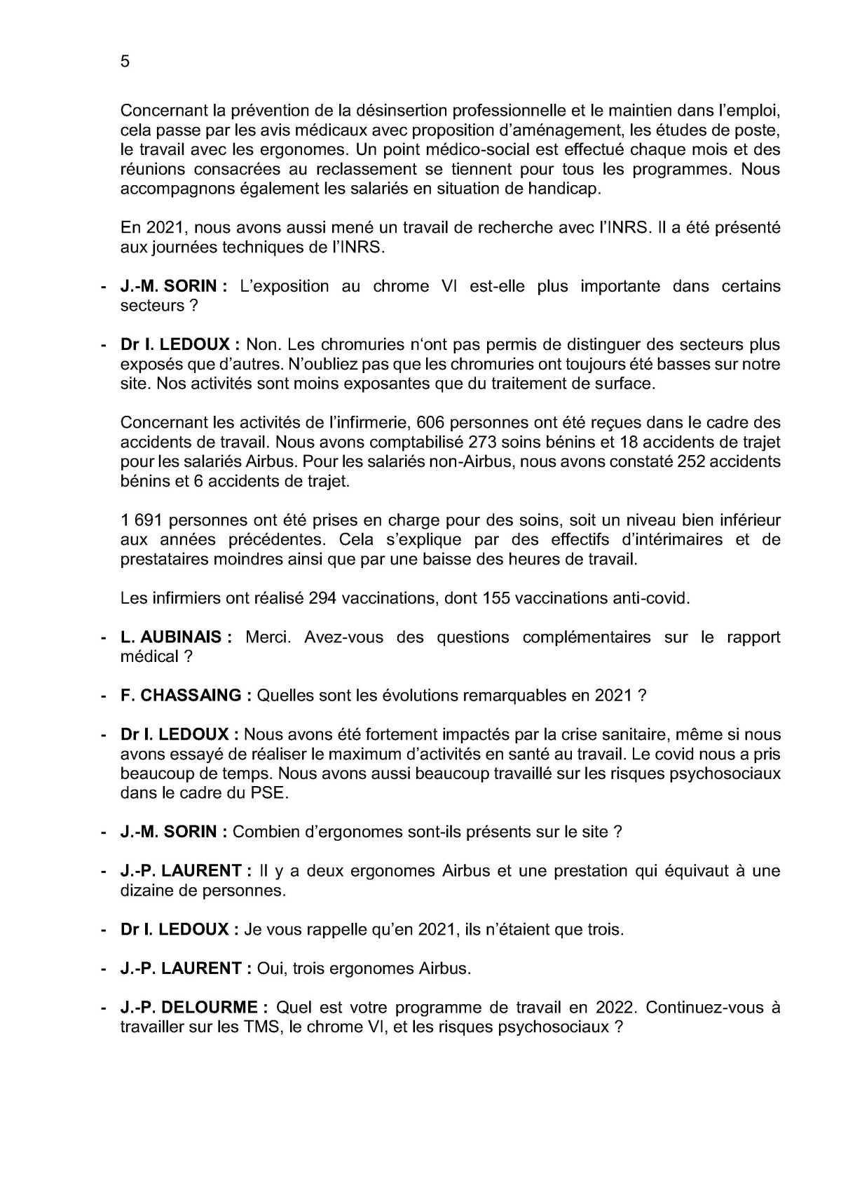 Compte rendu de la commission CSSCT du 24 Avril 2022 Compte rendu de la commission CSSCT du 24 Avril 2022
