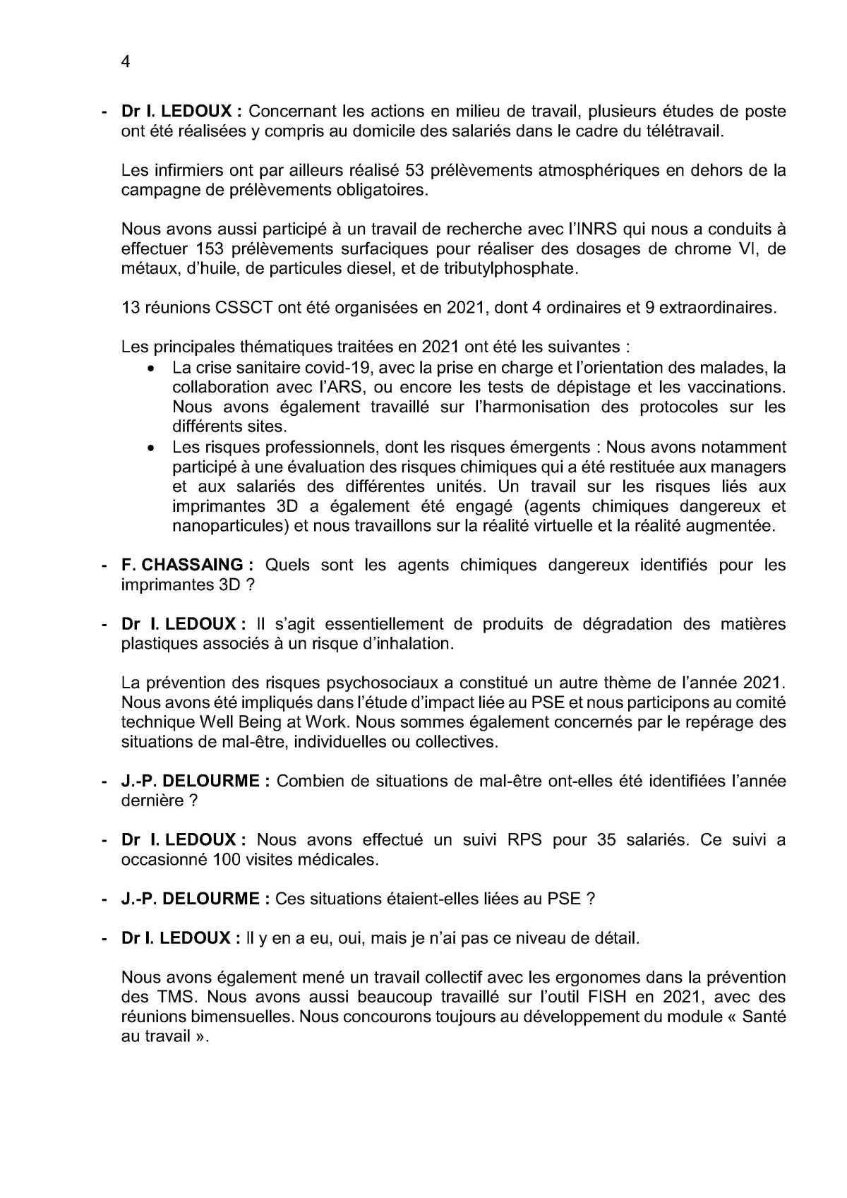 Compte rendu de la commission CSSCT du 24 Avril 2022 Compte rendu de la commission CSSCT du 24 Avril 2022