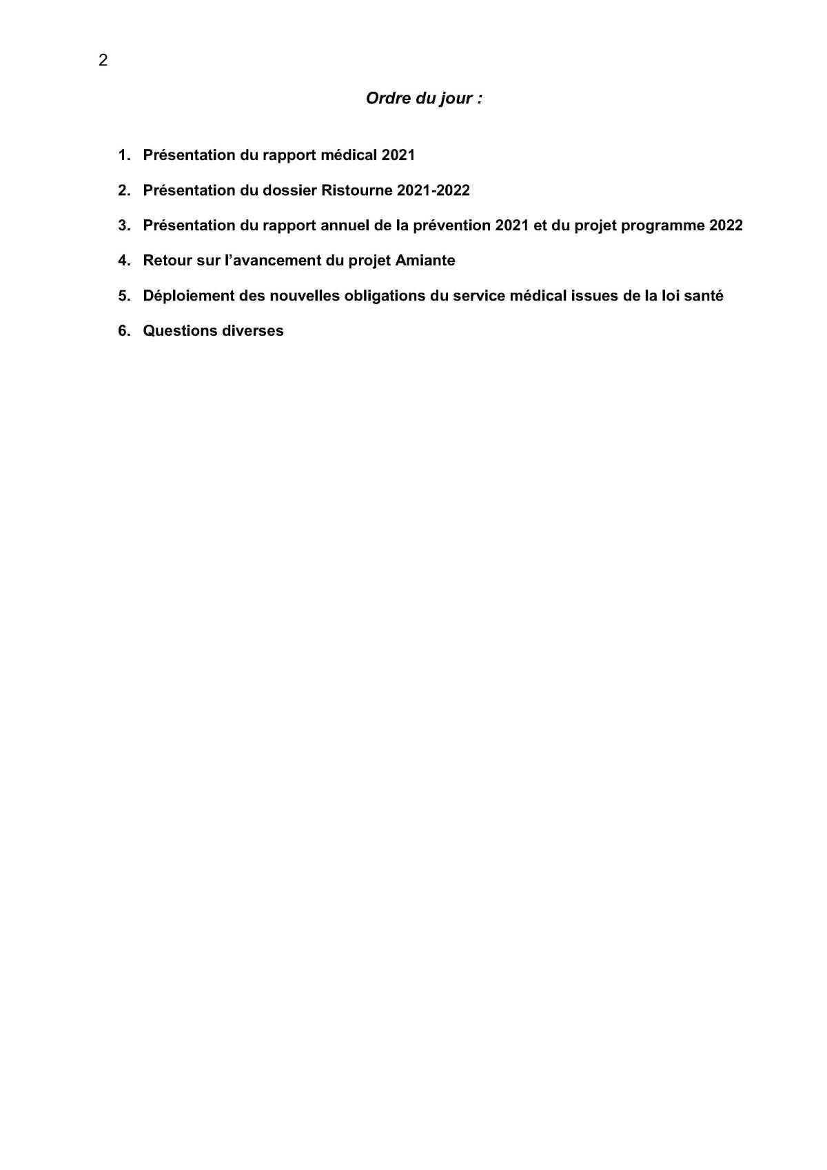 Compte rendu de la commission CSSCT du 24 Avril 2022 Compte rendu de la commission CSSCT du 24 Avril 2022